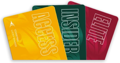 EQC Rewards membership cards — Access, Insider and Elite tiers